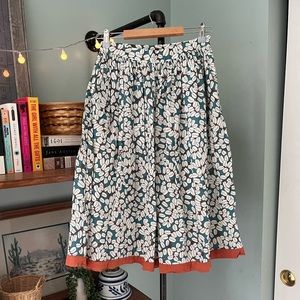 Anthropologie Comme Toi Antique White Coffee Midi Skirt